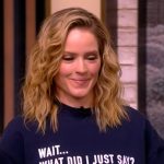 Sara’s blue sweatshirt and embellished jeans on The View