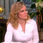 Sara’s white asymmetric button top on The View