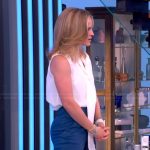 Sara’s white tie neck top and pants on The View