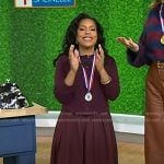 Sheinelle’s burgundy cardigan and skirt on Today