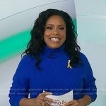 Sheinelle’s blue turtleneck sweater and denim pleated skirt on Today