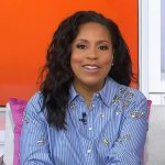 Sheinelle’s blue striped embellished shirt on Today