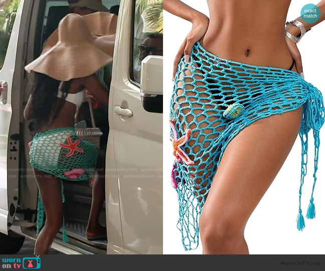 Shell Decore Crochet Coverup Segt worn by Venita Aspen on Southern Charm