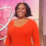 Sherri’s orange fringe trim dress on Sherri