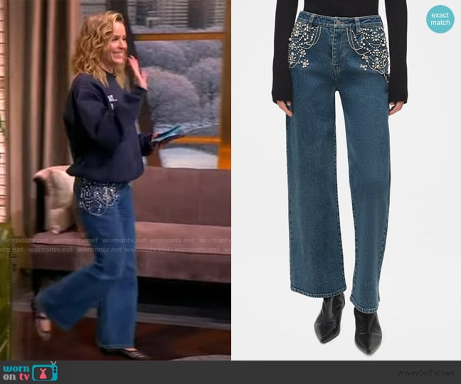 Simkhai Jude Embellished Mid-Rise Jeans worn by Sara Haines on The View