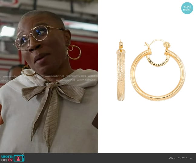 Simone I. Smith Medium Brilliance Hoops worn by Henrietta Wilson (Aisha Hinds) on 9-1-1