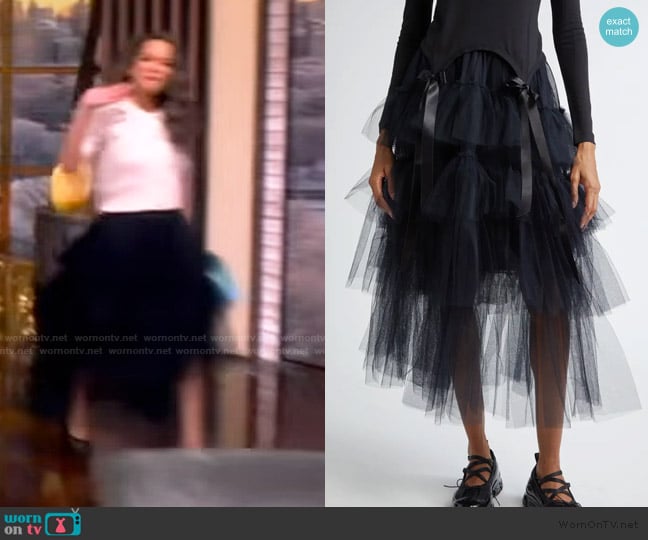 Simone Rocha Tiered Tulle Tutu Midi Skirt worn by Sunny Hostin on The View