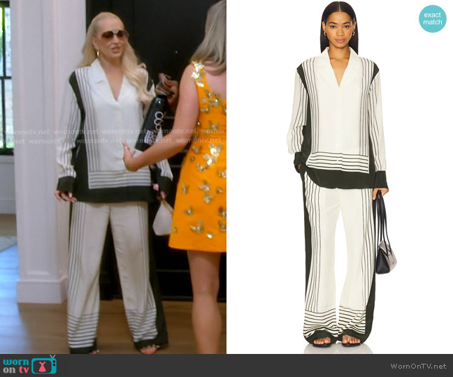 Sir. Leilana Top in Garden Stripe worn by Erika Jayne on The Real Housewives of Beverly Hills