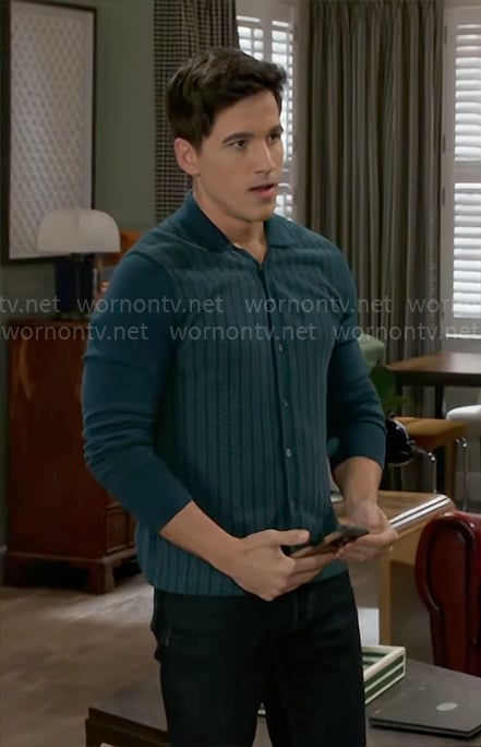 Smitty’s green button front knit shirt on Beyond the Gates