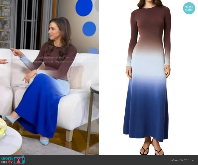 Solid & Striped The Dora Ombré Colorblock Long Sleeve Knit Maxi Dress worn by  Hanna Battah on Good Morning America