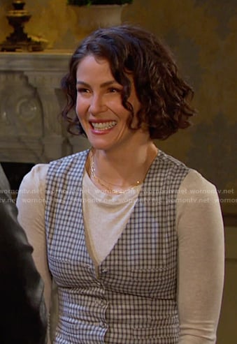 Srah’s grey check vest on Days of our Lives