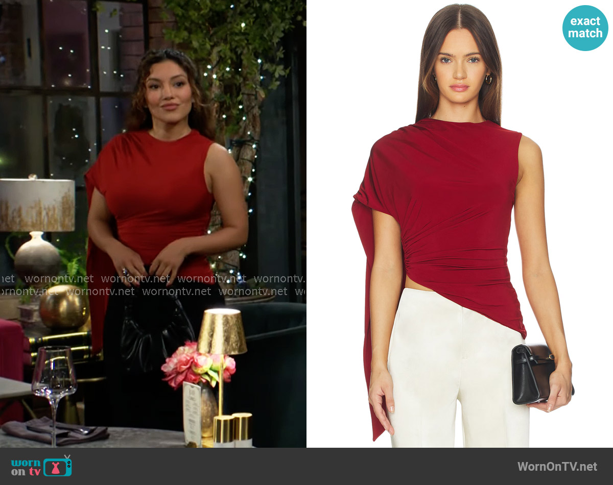 SRG Cleo Top in Dark Cherry worn by Audra Charles (Zuleyka Silver) on The Young and the Restless