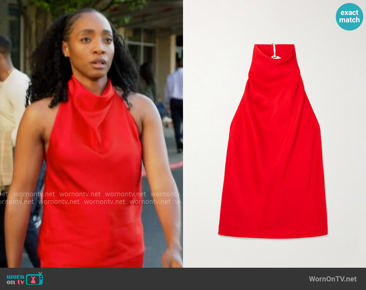 Stella McCartney Draped Satin Halterneck Top worn by Faith Mitchell (Iantha Richardson) on Will Trent