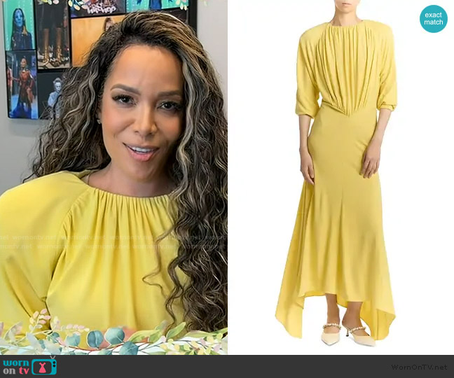 Stella McCartney Gathered Long Sleeve Jersey Midi Dress worn by Sunny Hostin on The View