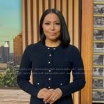 Stephanie’s navy bottoned knit dress on Good Morning America