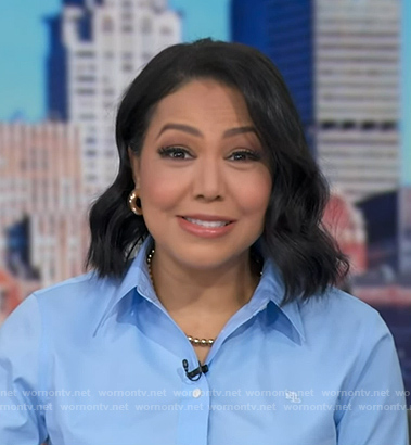 Stephanie’s blue button down shirt on Good Morning America