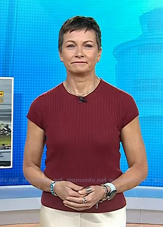 Stephanie’s red ribbed tee on Today