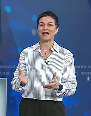 Stephanie’s white pinstripe shirt on Today