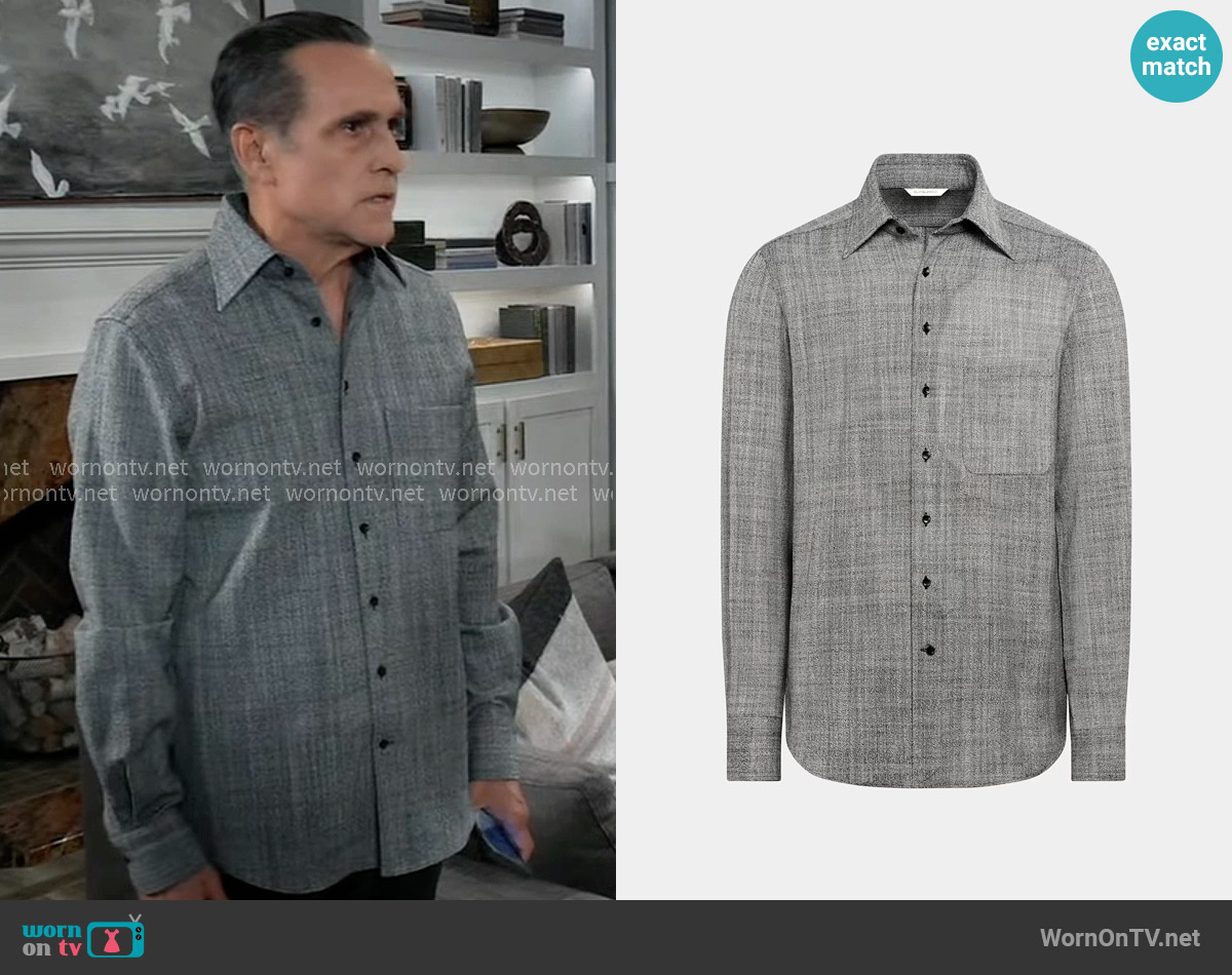 Suitsupply Black Wool Blend Overshirt worn by Sonny Corinthos (Maurice Benard) on General Hospital