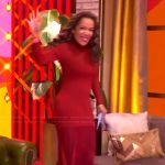 Sunny’s red stripe knit maxi dress on The View