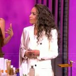 Sunny’s white scarf double breasted blazer on The View
