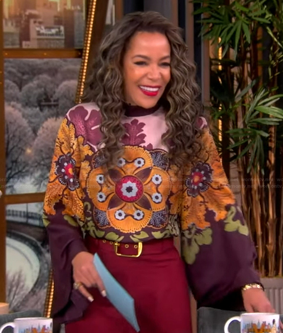 Sunny’s printed bell sleeve top on The View