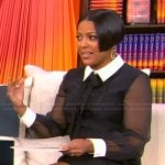 Tamron’s black sheer sleeve dress on Tamron Hall Show