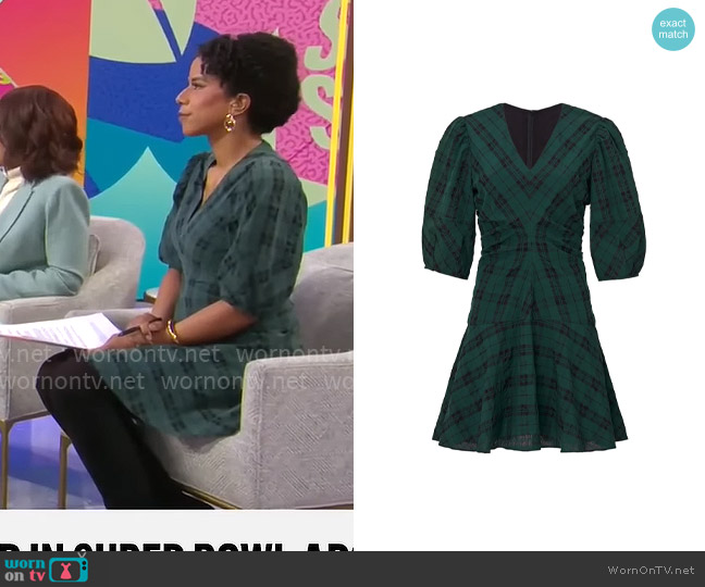 Tanya Taylor Emmaline Plaid Dress worn by Adriana Diaz on CBS Mornings