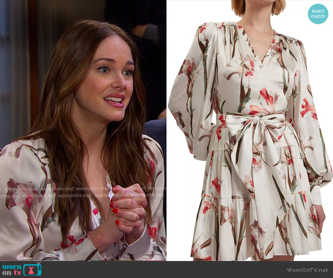 Ted Baker Cuiaba Floral Tie Waist Mini Dress worn by Stephanie Johnson (Abigail Klein) on Days of our Lives