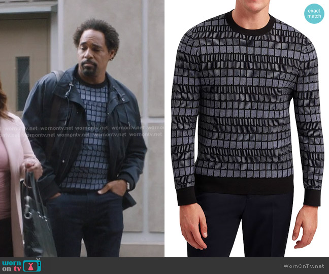 Ted Baker Osburn Crewneck Jacquard Sweater worn by Dr. Ben Warren (Jason George) on Greys Anatomy