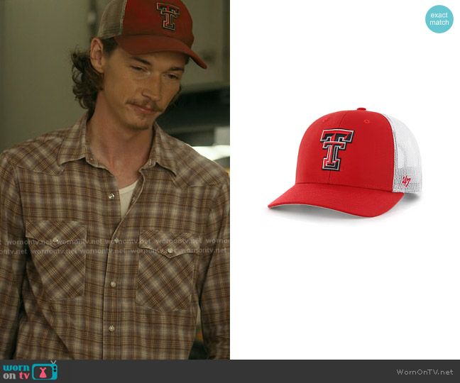Texas Tech Raider Trucker Cap in Red worn by Cooper Norris (Jacob Lofland) on Landman