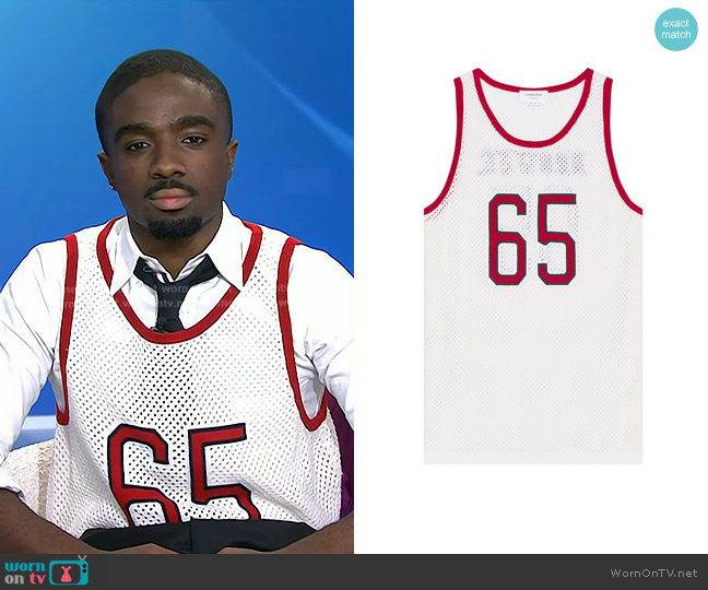 Thom Browne Cashmere Mesh Basketball Jersey worn by Caleb McLaughlin on Today