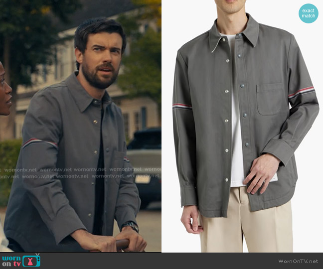 Thom Browne Striped Cotton-twill Overshirt worn by Rob Fisher (Jack Whitehall) on The Burbs