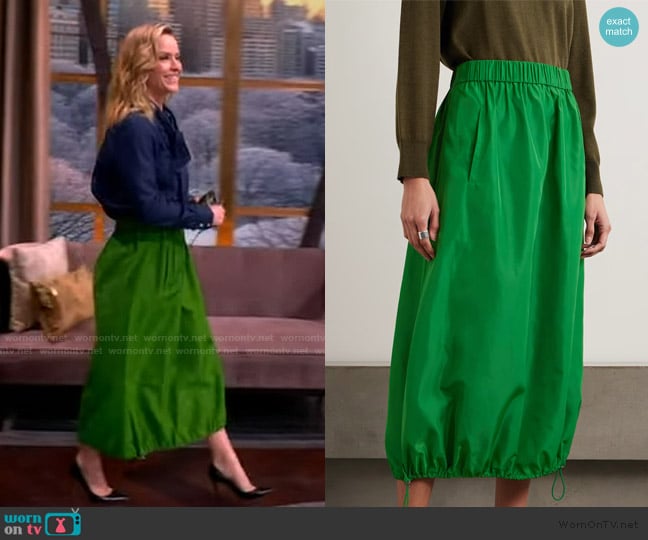 Tibi Gathered shell midi skirt worn by Sara Haines on The View
