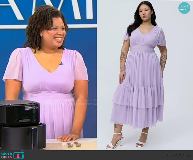 Torrid Flutter Sleeve Tulle Maxi Dress worn by Imari Walker-Franklin on Tamron Hall Show