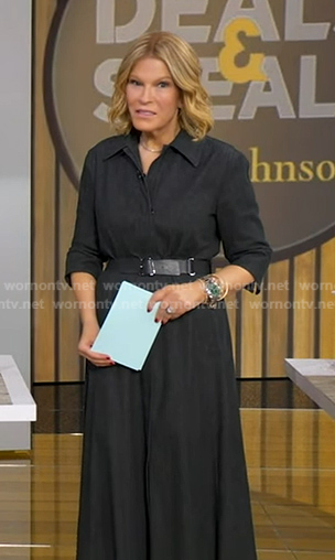 Tory’s black belted elbow sleeve denim dress on Good Morning America