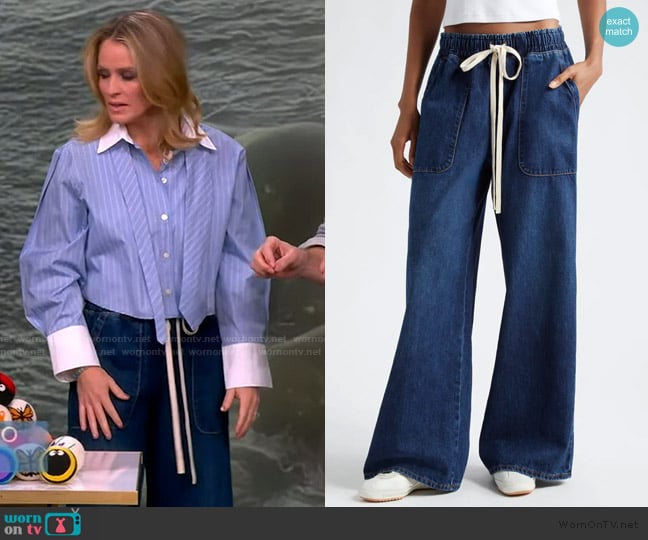 TWP Drawstring Denim Wide Leg Pants worn by Sara Haines on The View