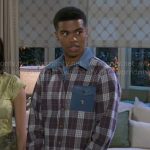 Tyrell’s plaid shirt with denim details on Beyond the Gates