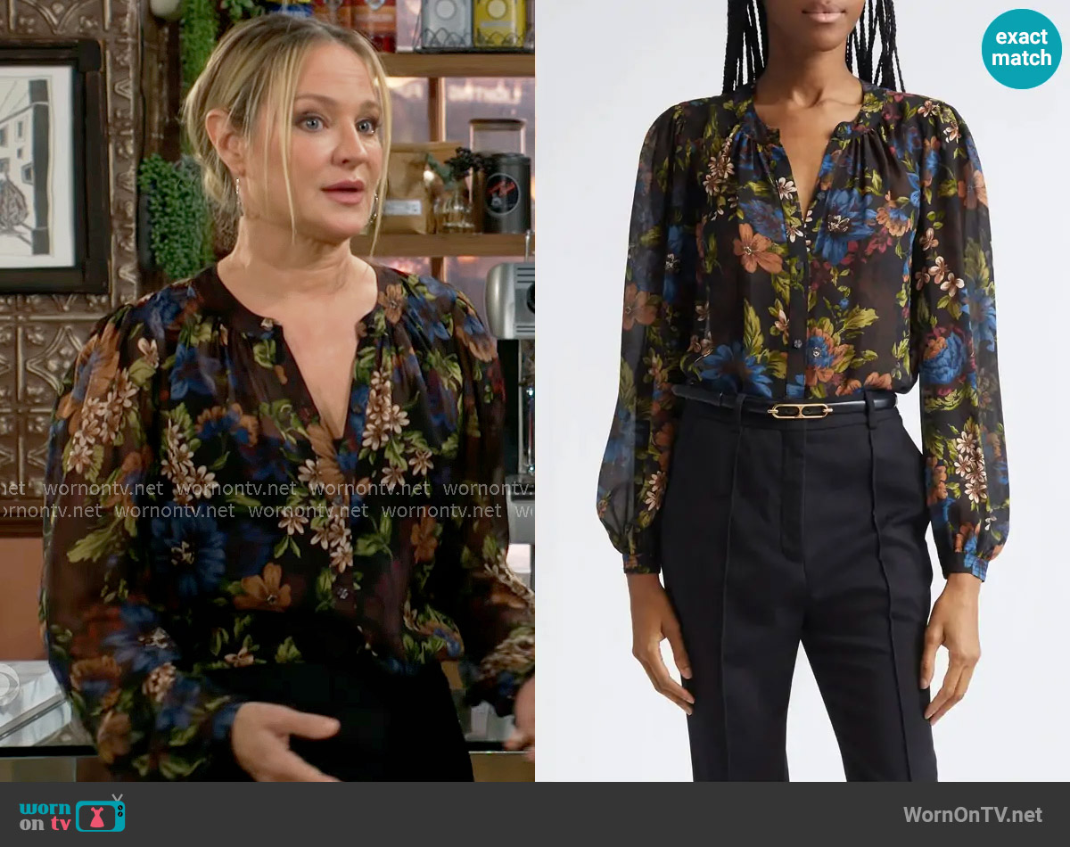 Veronica Beard Ashlynn Blouse worn by Sharon Newman (Sharon Case) on The Young and the Restless