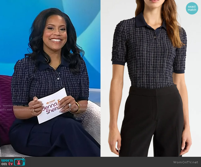 Veronica Beard Benedetta Plaid Polo worn by Sheinelle Jones on Today