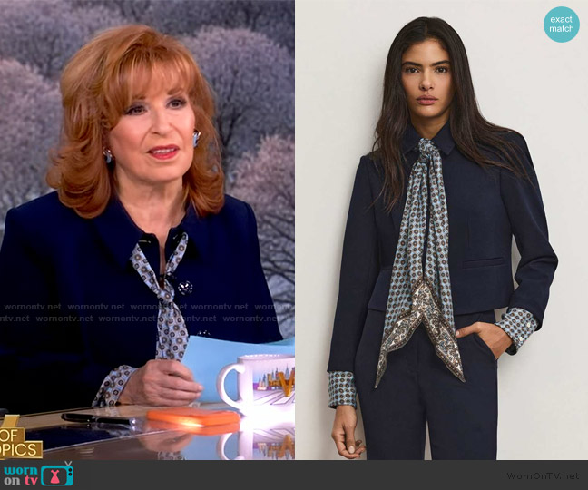 Veronica Beard Ismena Removable Scarf Jacket worn by Joy Behar on The View