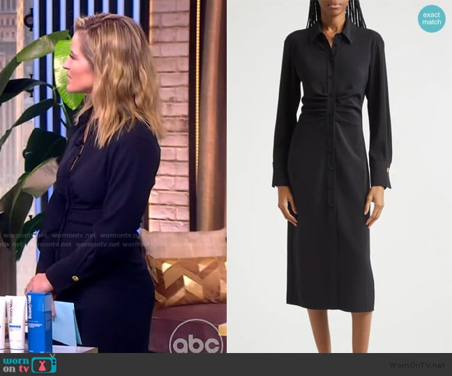Veronica Beard Loxley Long Sleeve Midi Shirtdress worn by Sara Haines on The View