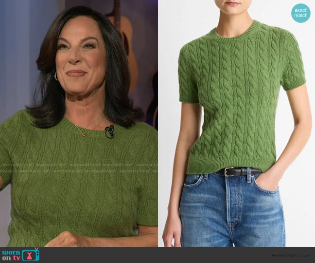 Vince Cable Short Sleeve Sweater worn by Emily Kaufman on The Kelly Clarkson Show