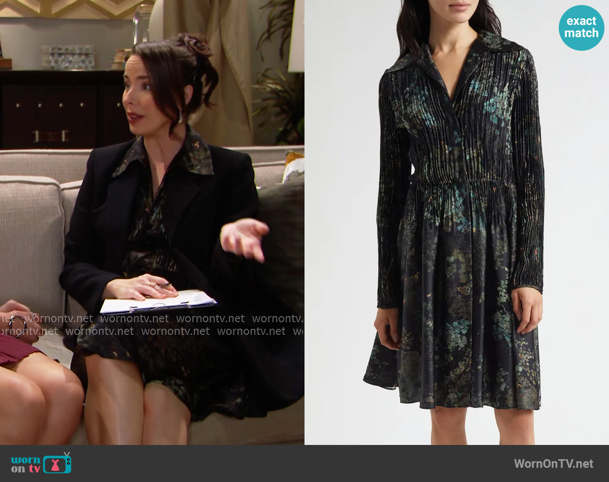 Vince Grape Vine Long Sleeve Jacquard Dress worn by Ivy Forrester (Ashleigh Brewer) on The Bold and the Beautiful