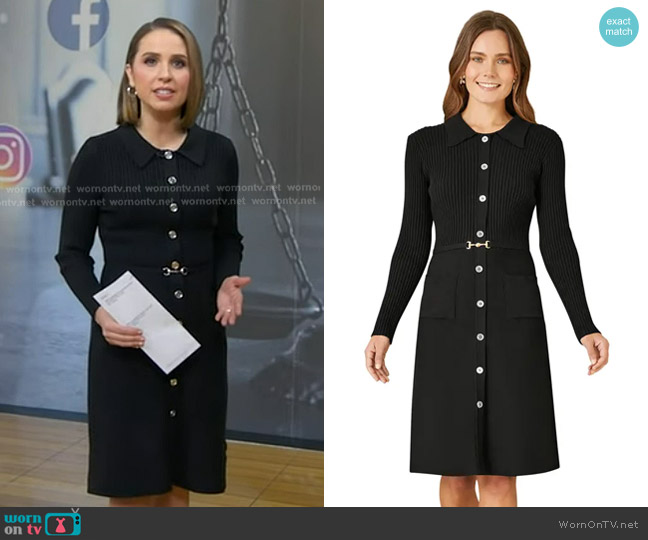 Yumi Belted Rib Knit Midi Dress With Pockets worn by Elizabeth Schulze on Good Morning America