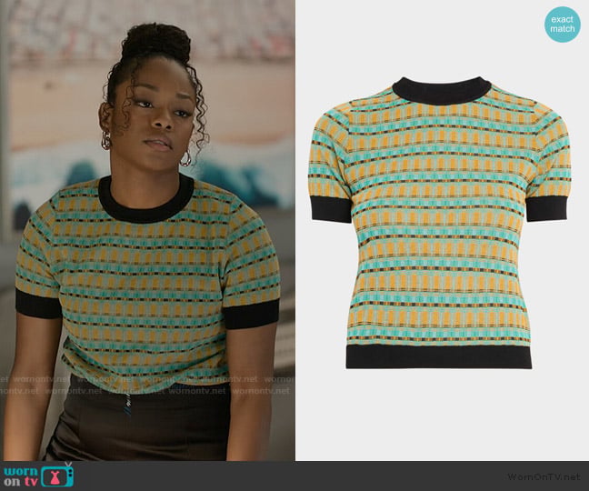 Zankov Leo Abstract Short Sleeve Sweater worn by Izzy Letts (Jazz Raycole) on The Lincoln Lawyer