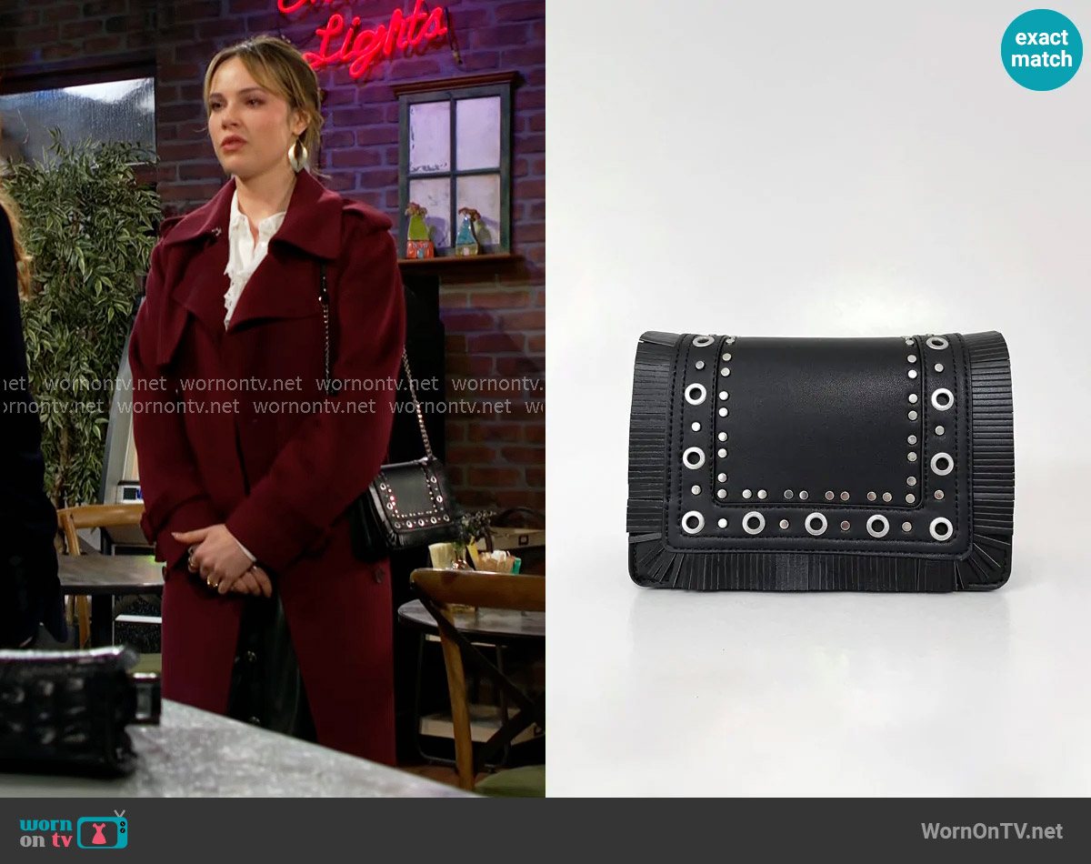Zara Crossbody Bag with Metal Studs and Fringes worn by Tessa Porter (Cait Fairbanks) on The Young and the Restless