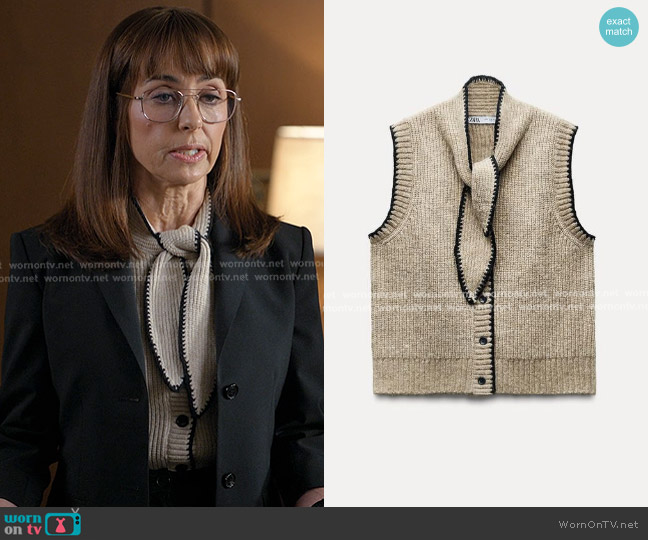 Zara Knit Waistcoat with Bow worn by Dana Berg (Constance Zimmer) on The Lincoln Lawyer