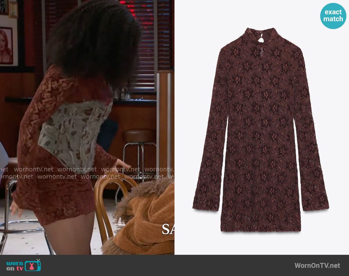 Zara Soft Touch Lace Short Dress worn by Eva Thomas (Ambyr Michelle) on Beyond the Gates