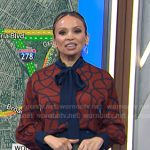 Adelle’s red printed tie neck blouse on Today